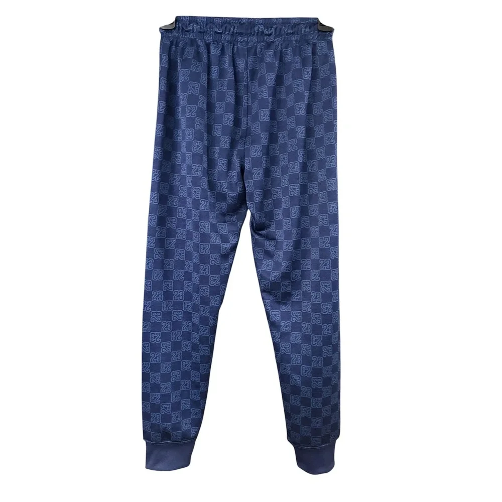 Jordan Boys Navy Blue Monogram Print Joggers Checkered 23 Track Pants Size M